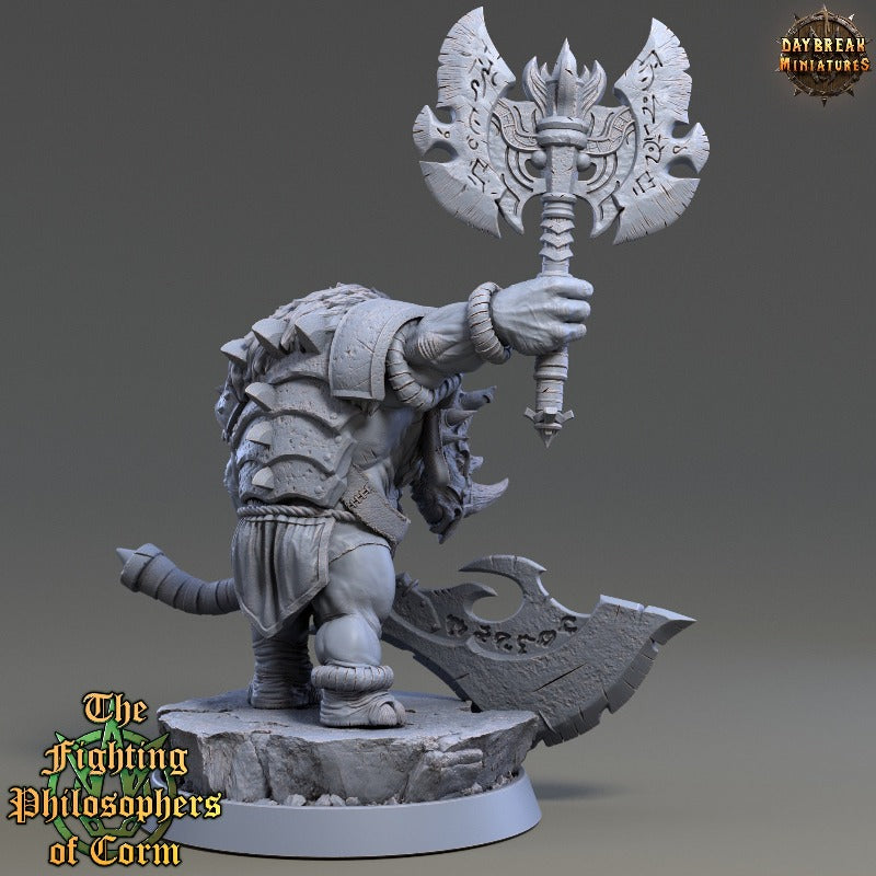 Rhino folk Polus Greatblade sculpted by Daybreak miniatures