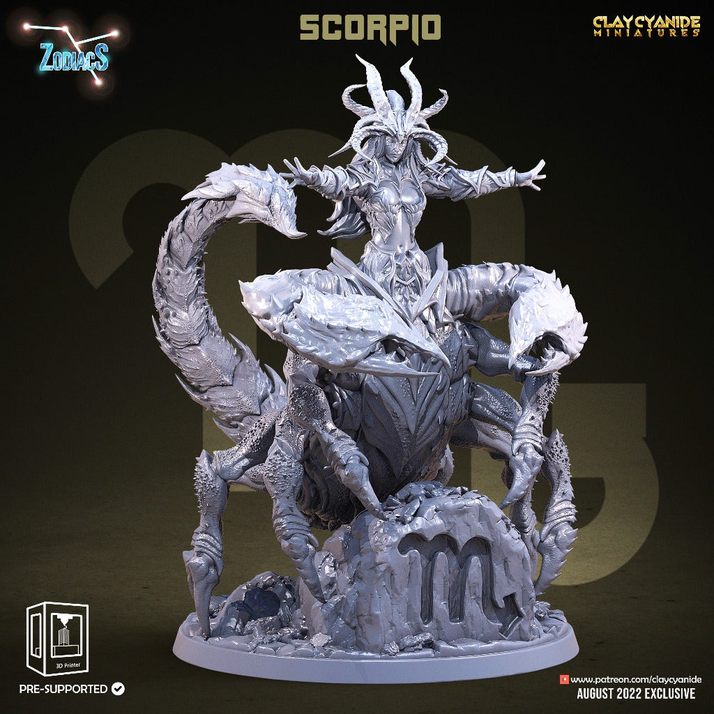 Unpainted resin 3d printed miniature Scorpio sculpted by Clay Cyanide