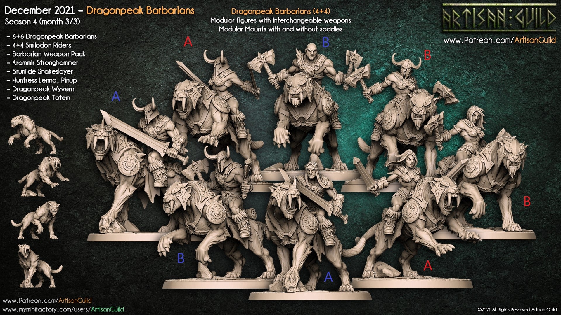 Sabertooth riders barbarian fighter ranger unpainted resin unpainted resin 3D Printed Miniature