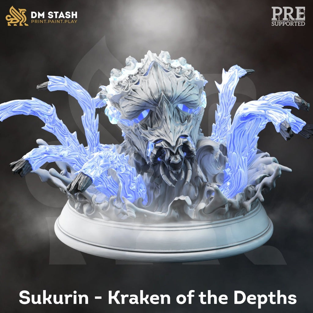 Unpainted 3d printed miniature Kraken