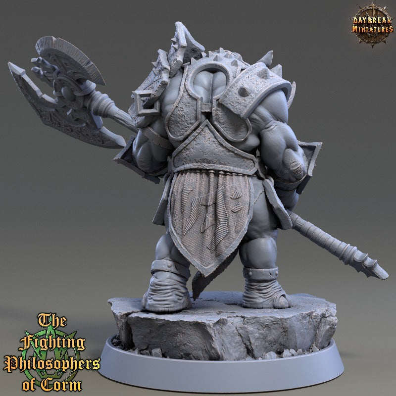 Rhino folk Theon Foulcurse sculpted by Daybreak miniatures