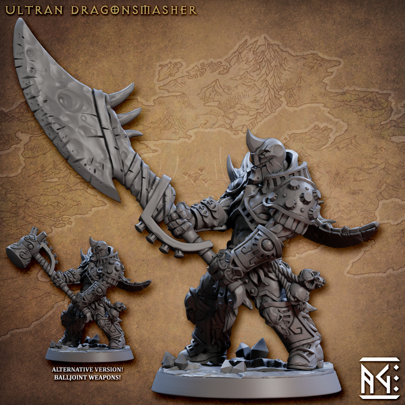 miniature Ultran Dragonsmasher sculpted by Archvillain Games