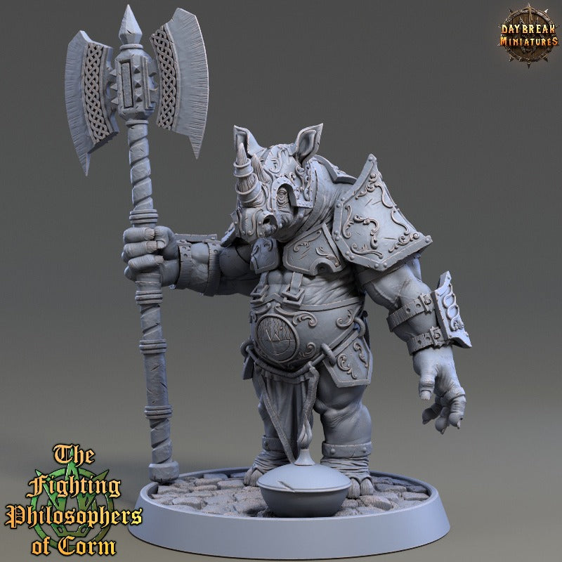 Rhino folk Zeno Watcher sculpted by Daybreak miniatures