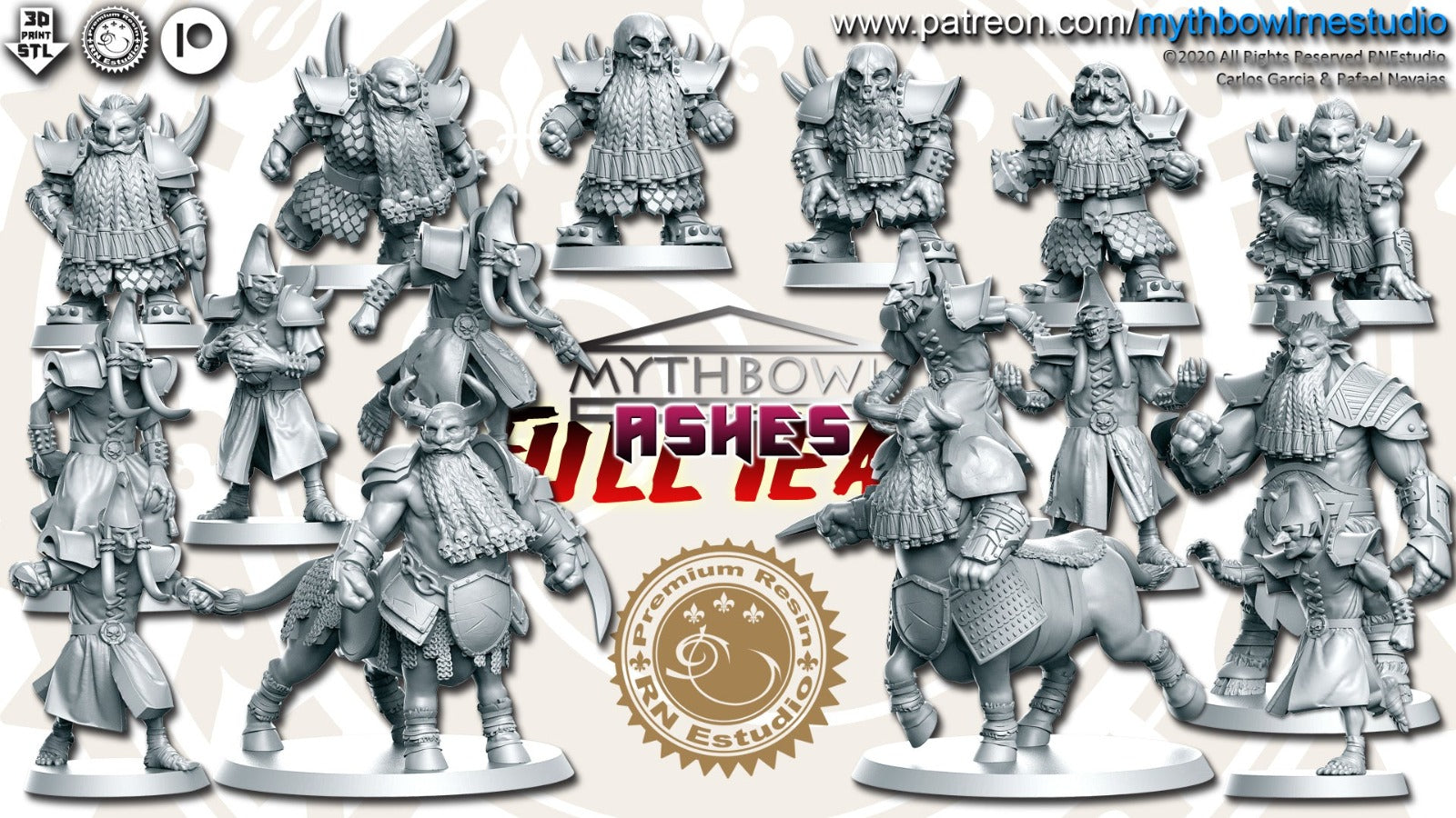 centaur dwarfs bloodbowl team  unpainted resin unpainted resin 3D Printed Miniature