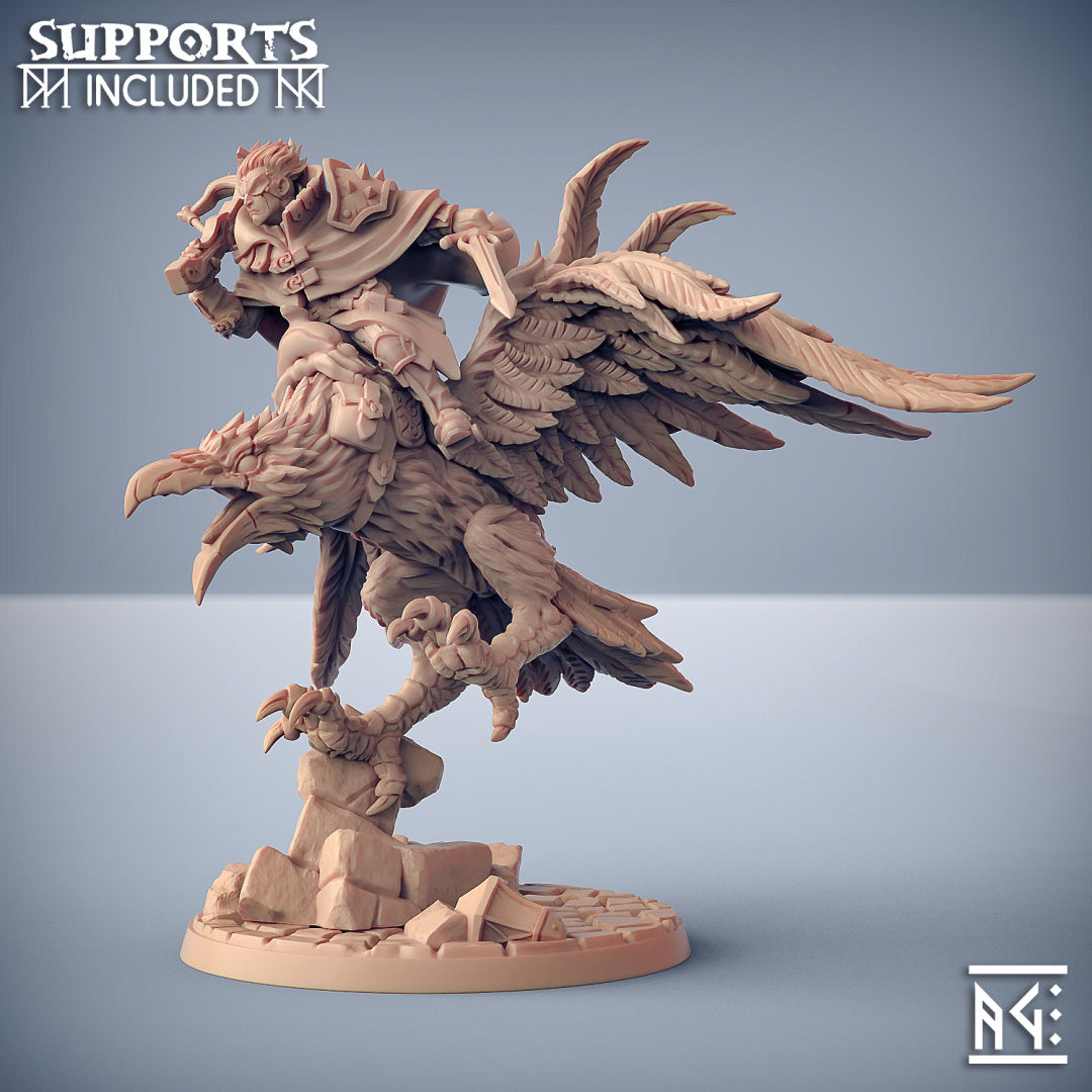 Human male fighter Ranger on Eagle back dnd miniature