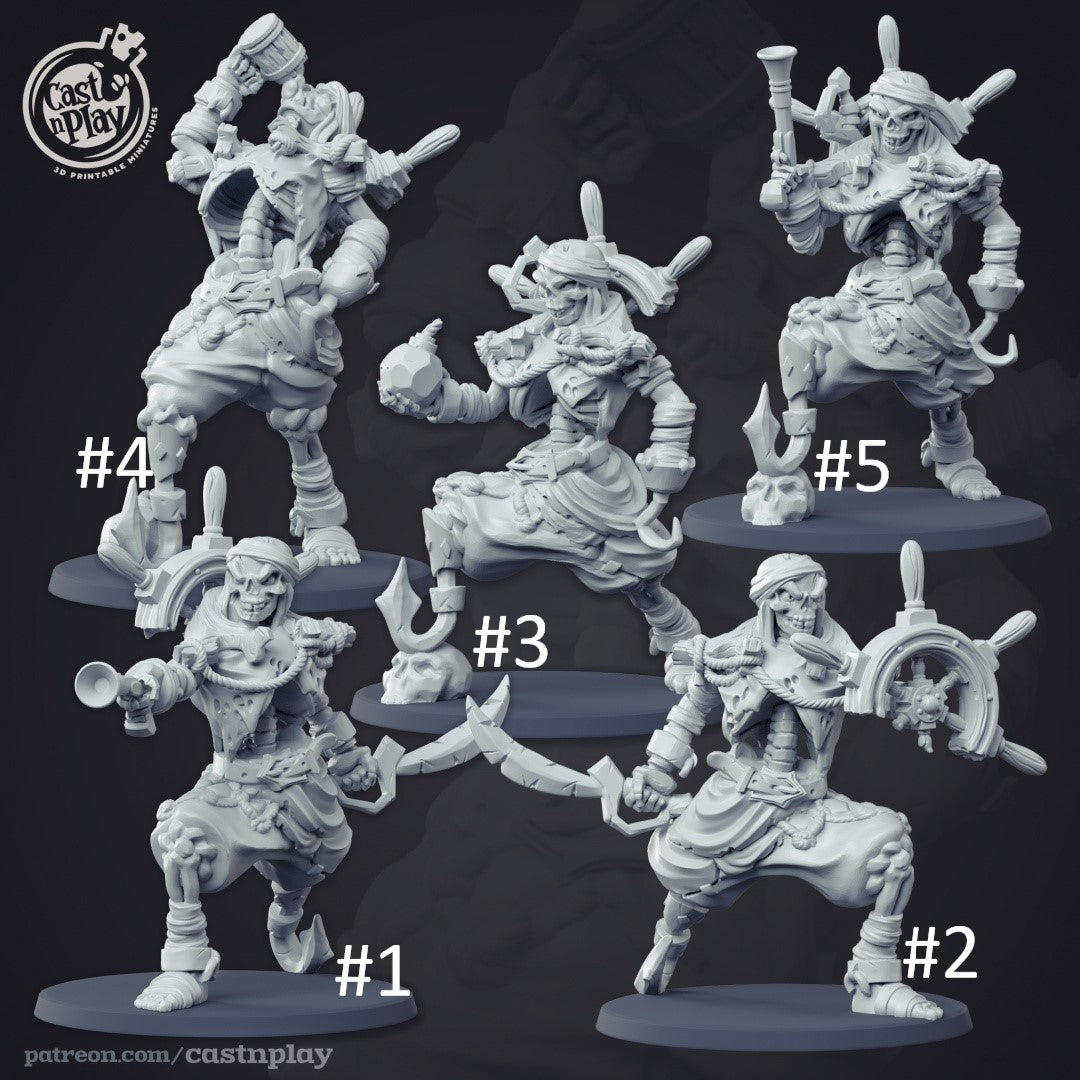 skeletal pirate crew