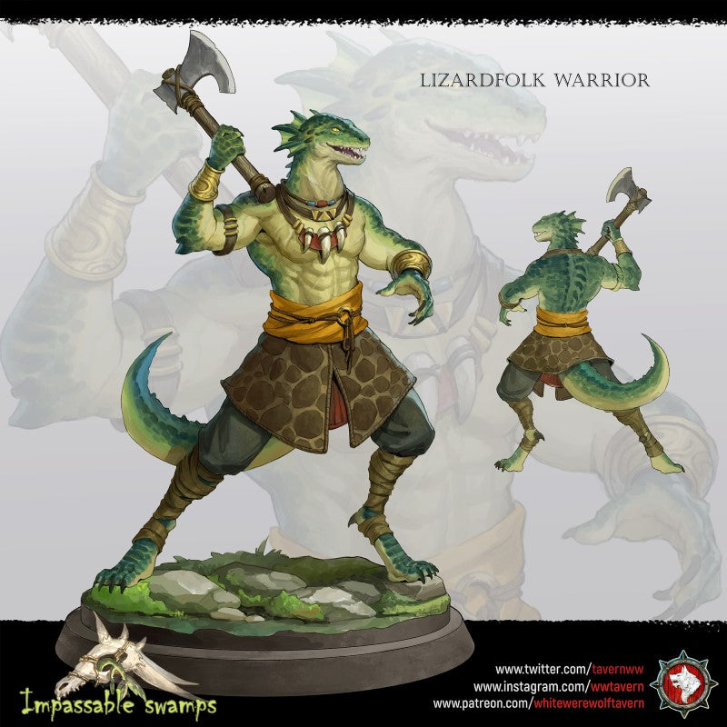 miniature Lizardfolk Warriors Males by White Werewolf Tavern