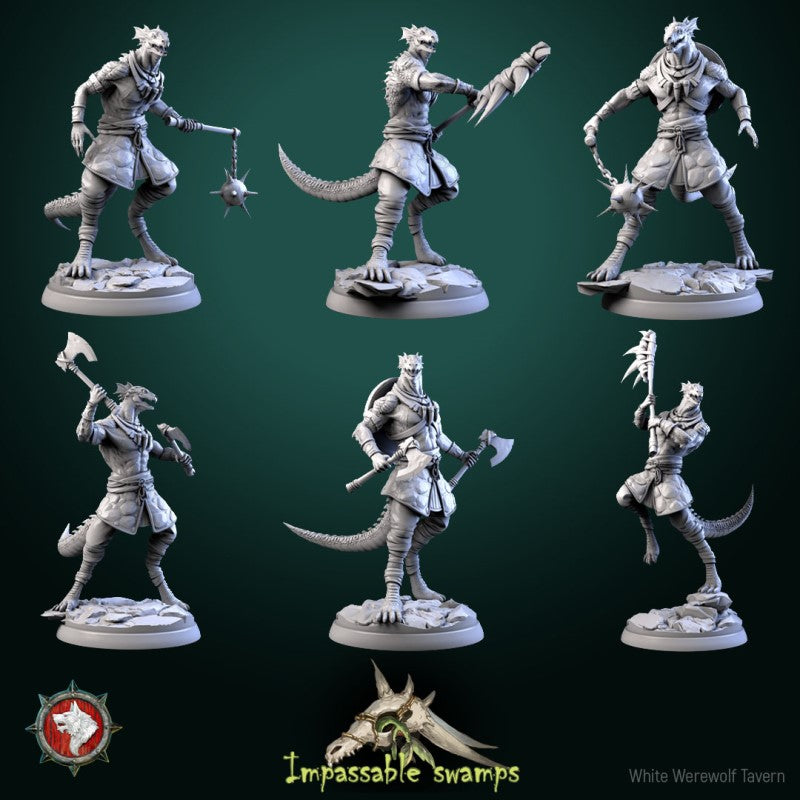 miniature Lizardfolk Warriors Males by White Werewolf Tavern