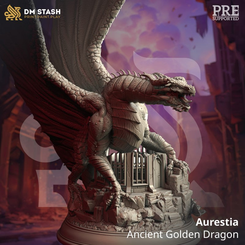 Miniature Aurestia - Ancient Golden Dragon by DM Stash
