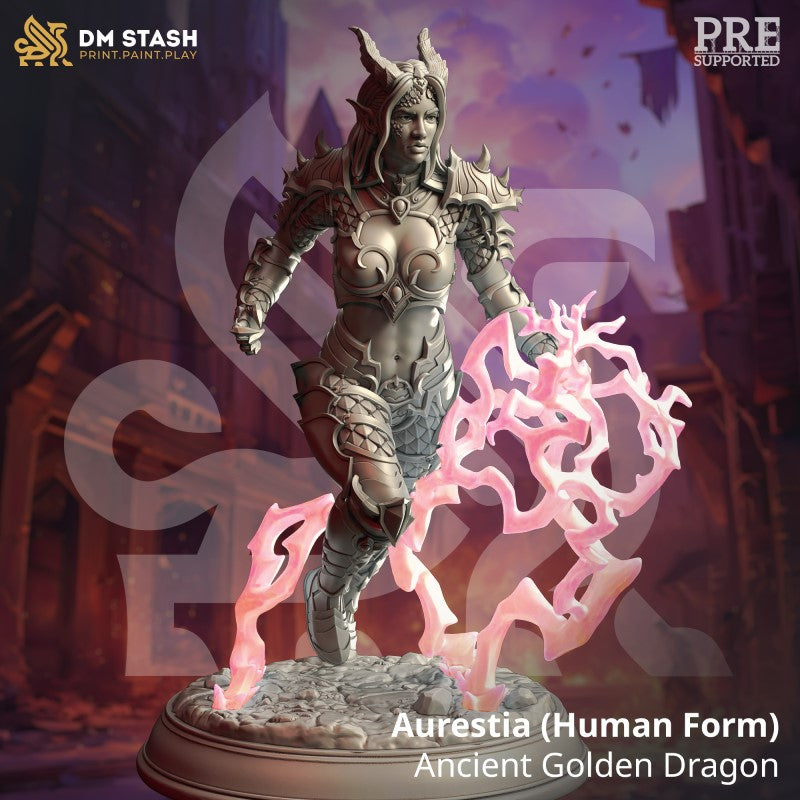 Miniature Aurestia - Ancient Golden Dragon Human Form by DM Stash