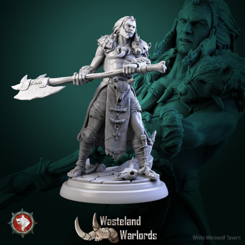 miniature Barbarian Warlord Set by White Werewolf Tavern