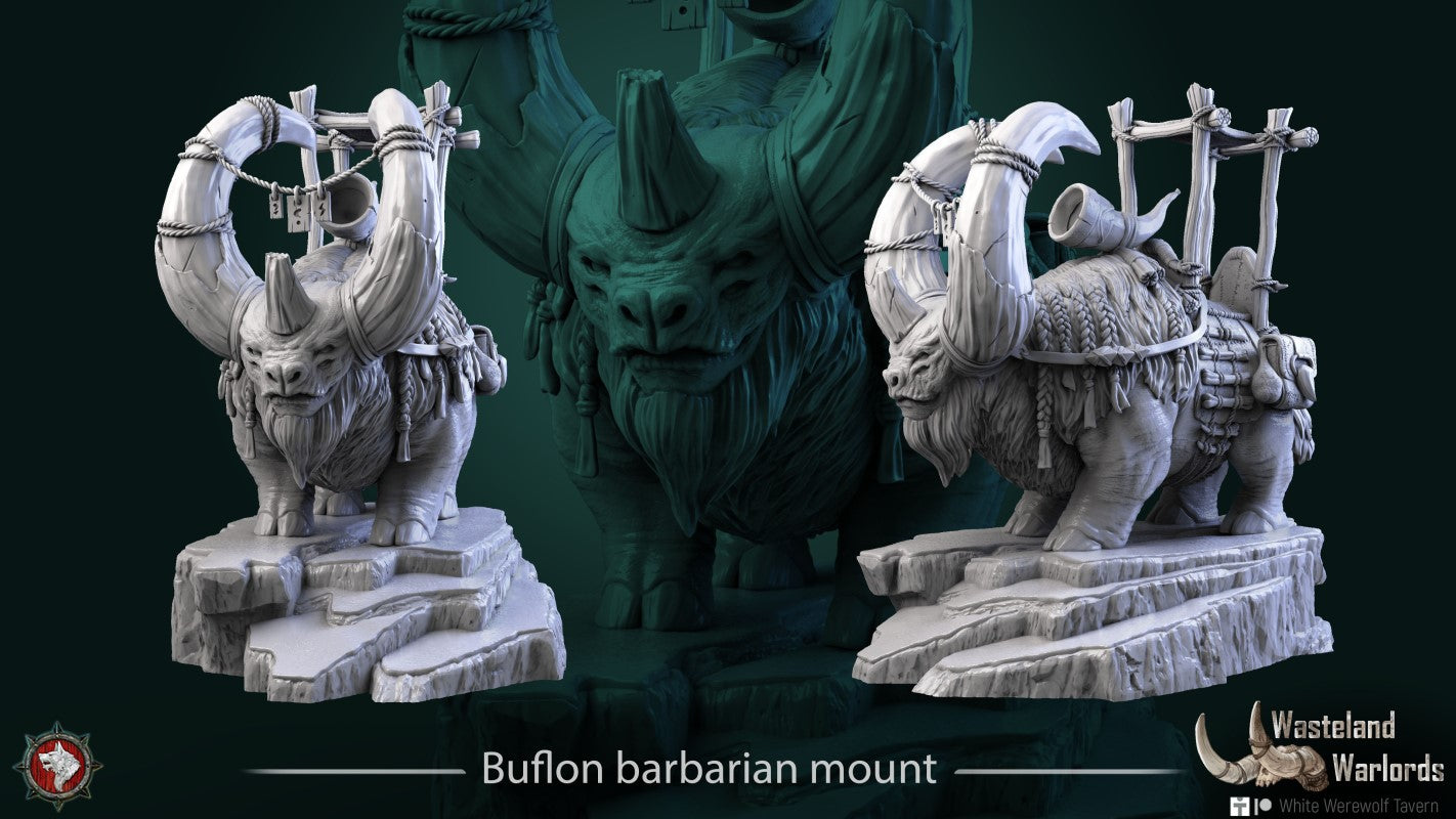 miniature Buflon Barbarian Mount by White Werewolf Tavern