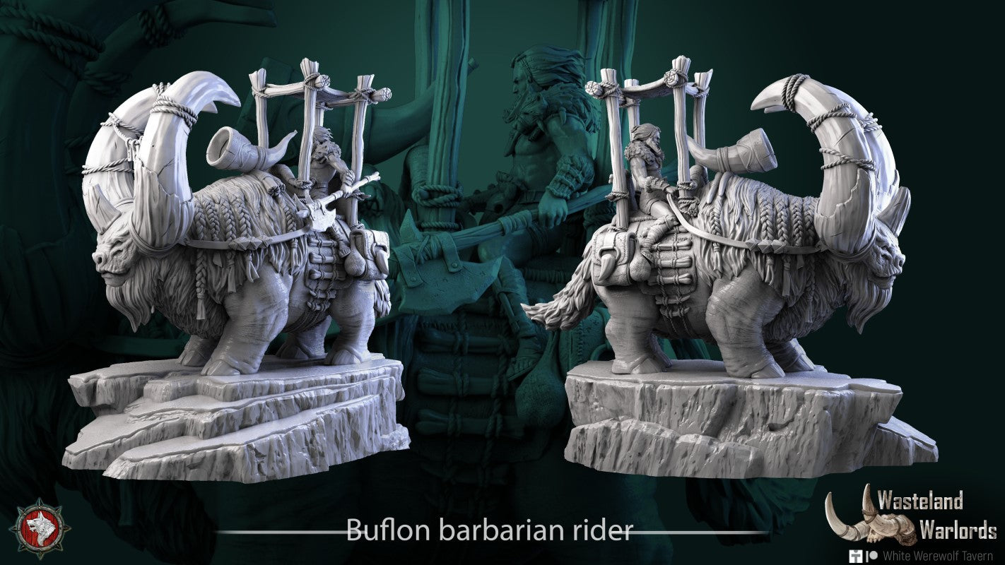 miniature Buflon Barbarian Rider by White Werewolf Tavern