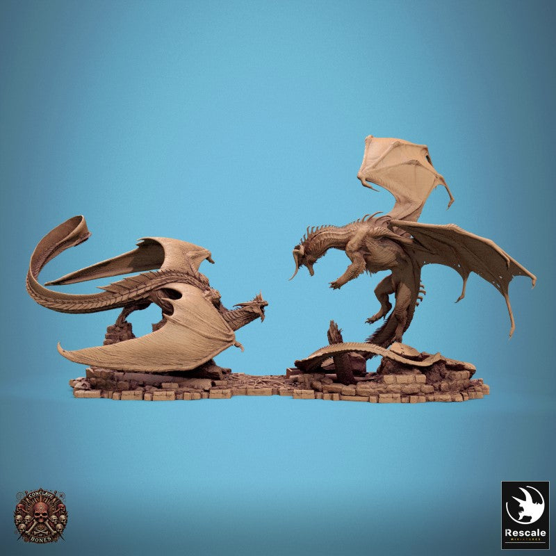 Black vs Silver Dragon Diorama