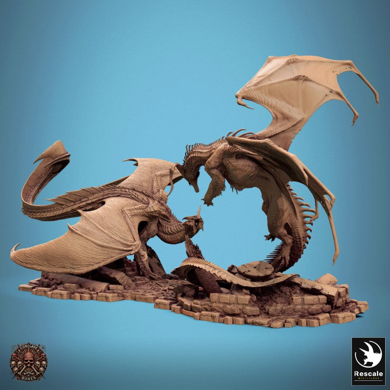 Black vs Silver Dragon Diorama