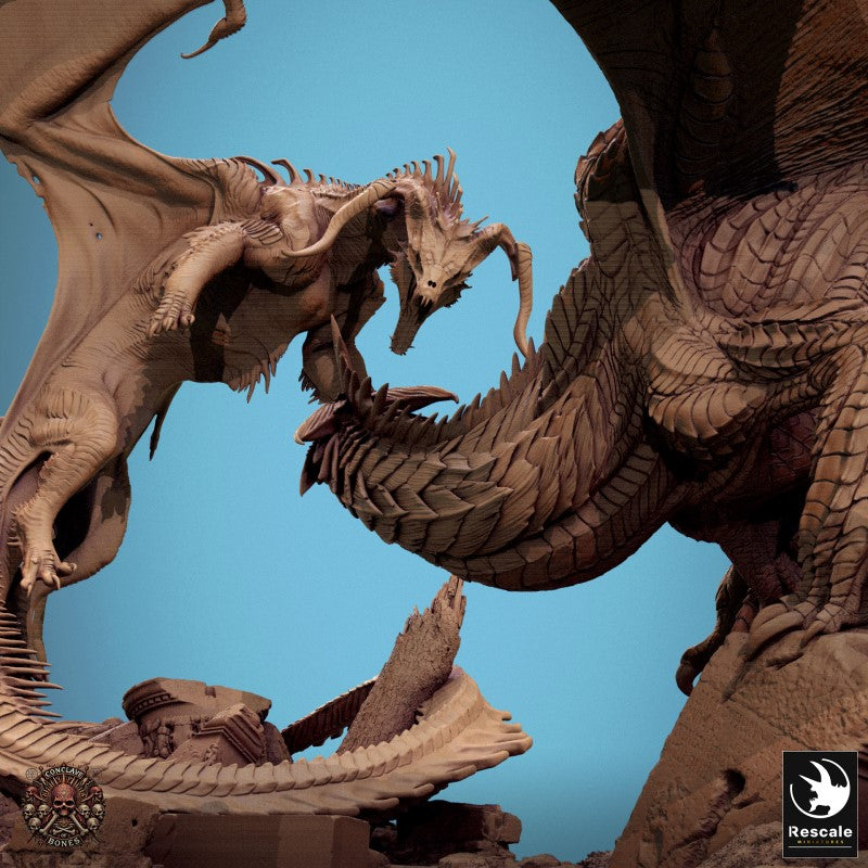 Black vs Silver Dragon Diorama