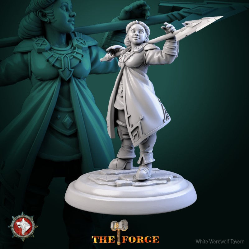 miniature Dwarven Female Warrior by White Werewolf Tavern