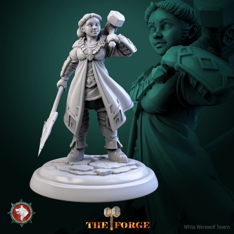 miniature Dwarven Female Warrior by White Werewolf Tavern