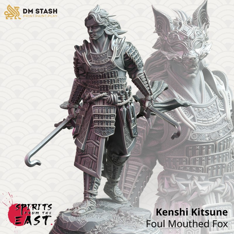 miniature Kenshi Kitsune - Foul Mouthed Fox by DM Stash