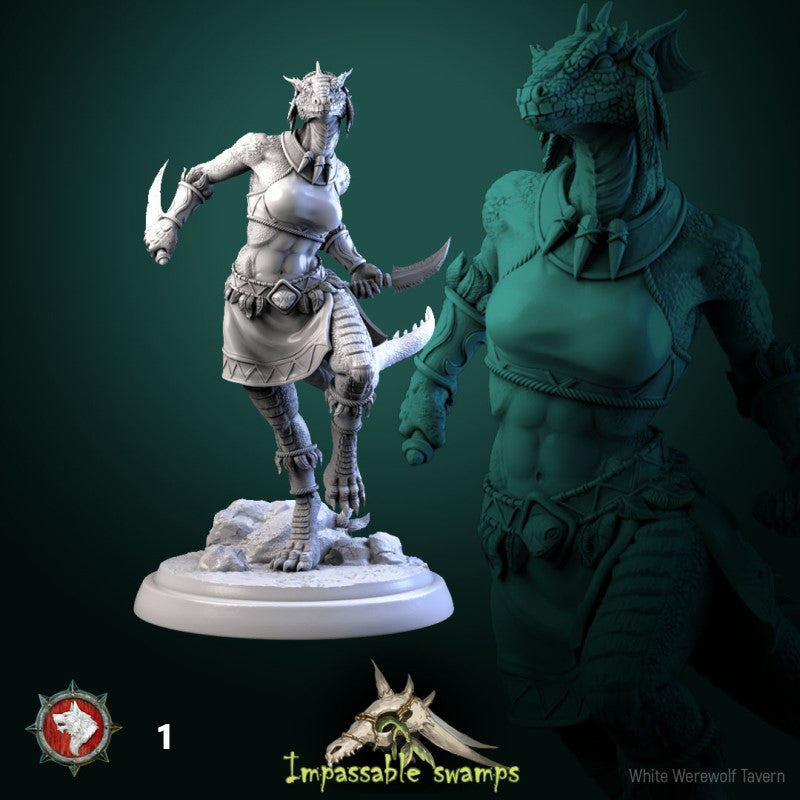 miniature Lizardfolk Warriors Females by White Werewolf Tavern