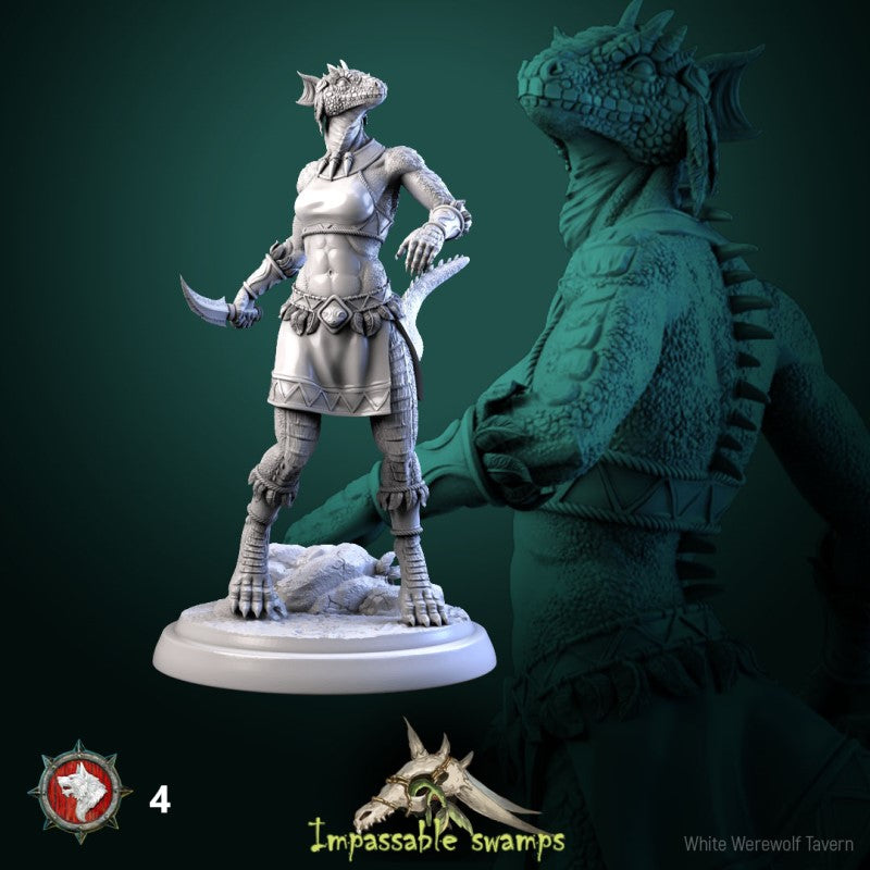 miniature Lizardfolk Warriors Females by White Werewolf Tavern