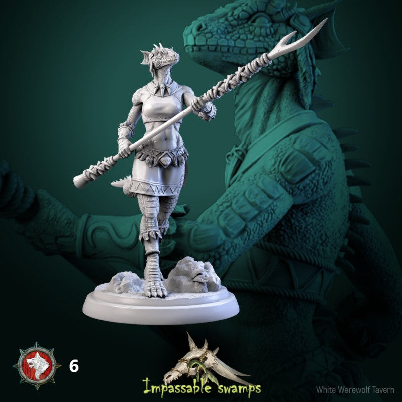 miniature Lizardfolk Warriors Females by White Werewolf Tavern