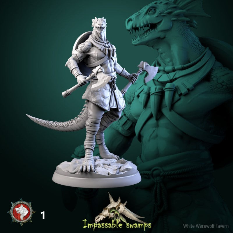 miniature Lizardfolk Warriors Males by White Werewolf Tavern