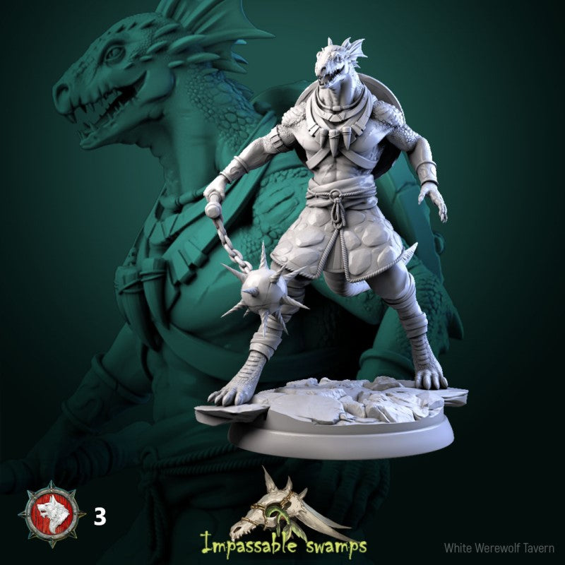 miniature Lizardfolk Warriors Males by White Werewolf Tavern