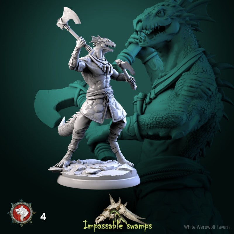 miniature Lizardfolk Warriors Males by White Werewolf Tavern