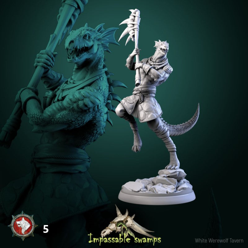 miniature Lizardfolk Warriors Males by White Werewolf Tavern