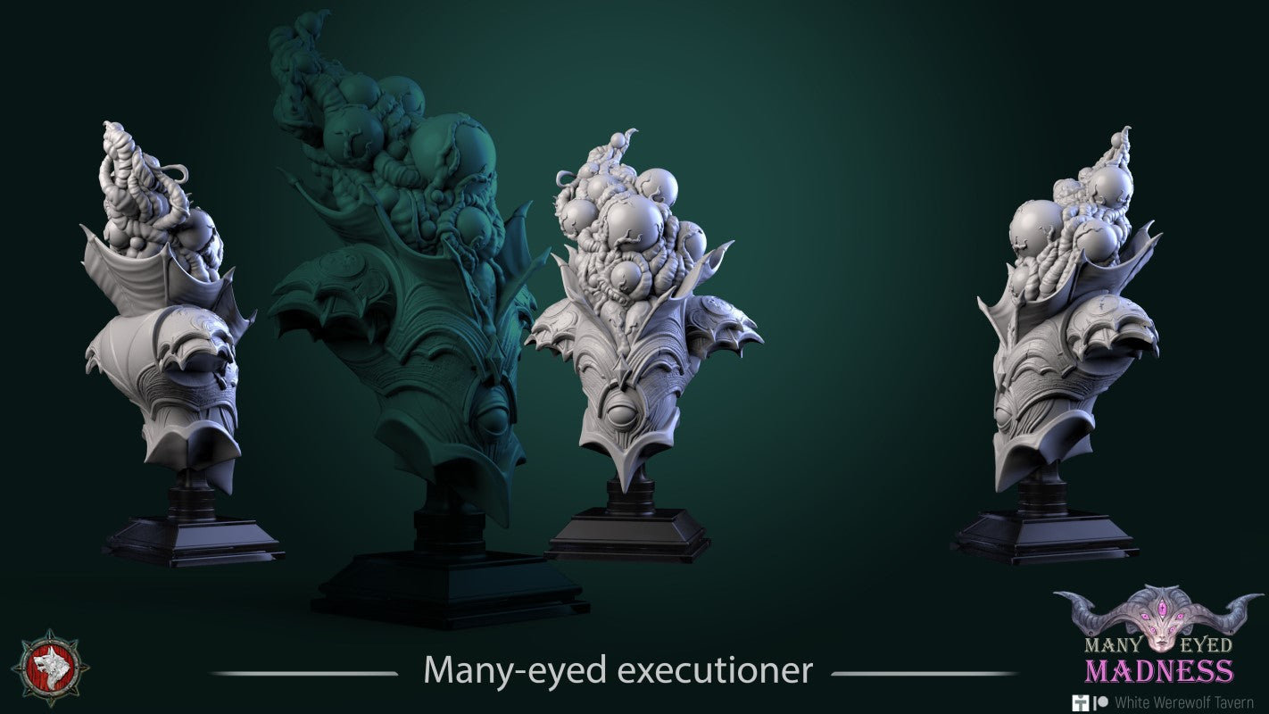 Miniature Many Eyed Executioner - Bust by White Werewolf Tavern Miniatures