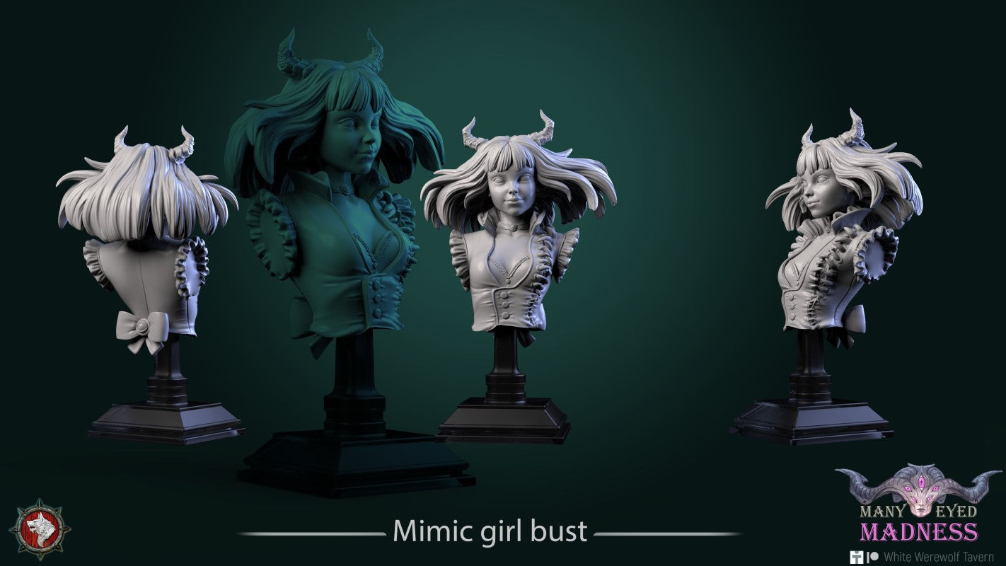 Miniature Mary the Mimic Girl - Bust by White Werewolf Tavern Miniatures