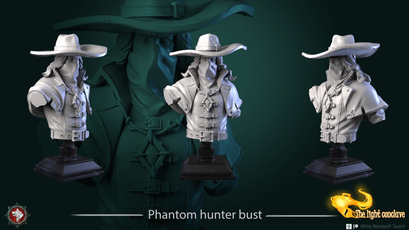 miniature Phantom Hunter Bust by White Werewolf Tavern
