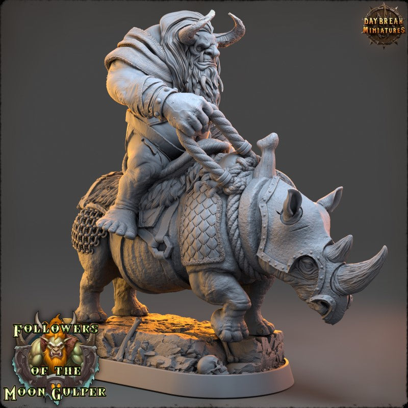 Miniature Qaggercaz Trazbag on Sewer Rhino by Daybreak Miniatures.