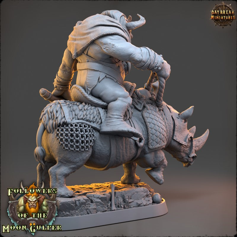 Miniature Qaggercaz Trazbag on Sewer Rhino by Daybreak Miniatures.