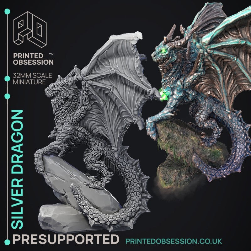 miniature Silver Dragon by Printed Obsession