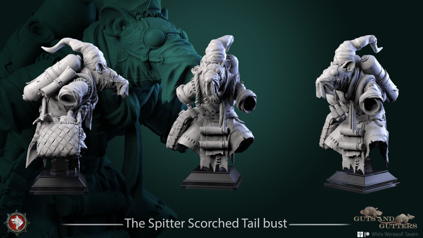 miniature The Spitter Scorched Tail Bust by White Werewolf Tavern