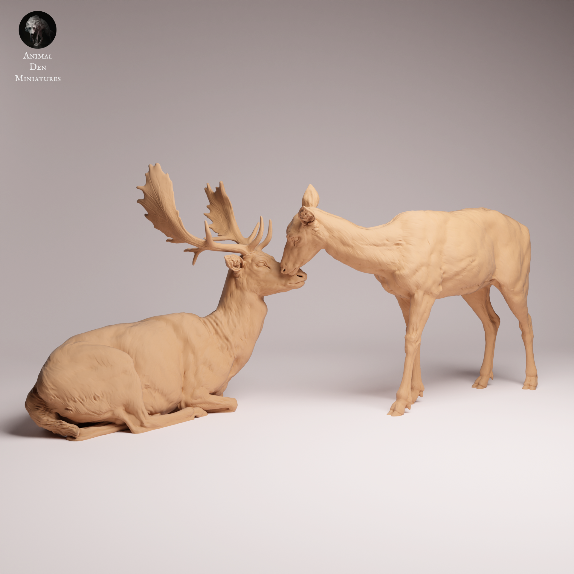 European Fallow Deer and Doe 1:24