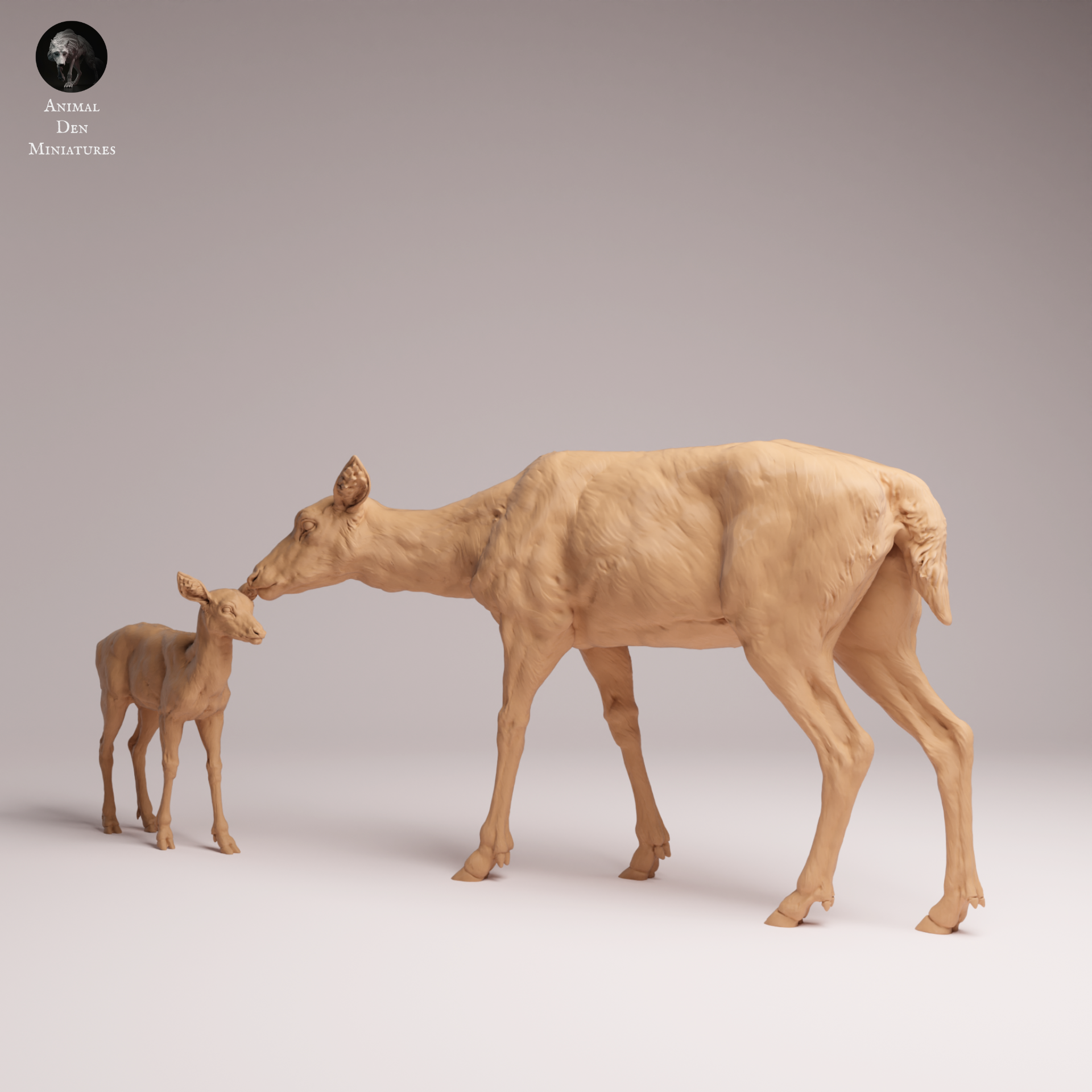 European Fallow Doe and Fawn 1:24