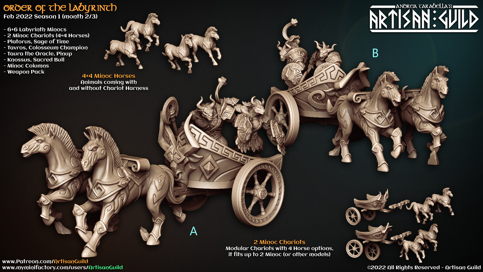 chariot with bull motive pulled by two horses unpainted resin unpainted resin 3D Printed Miniature
