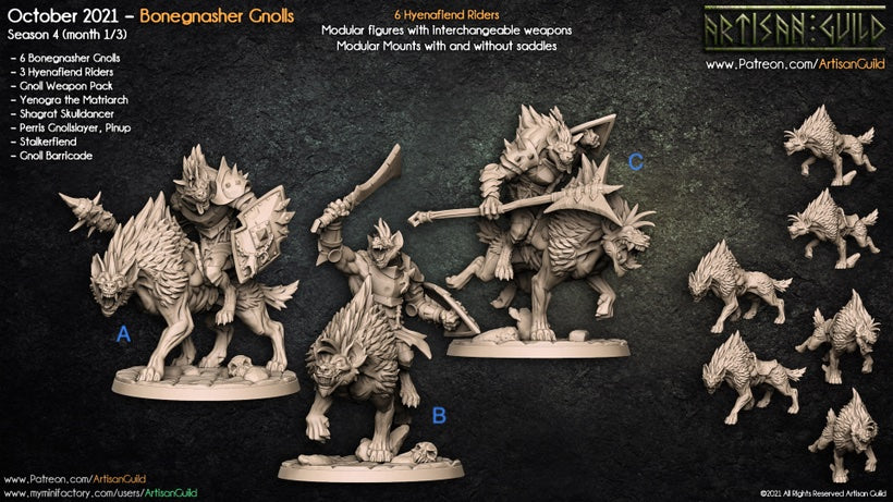Gnoll Fighter warriors on giant hyena back unpainted resin unpainted resin 3D Printed Miniature