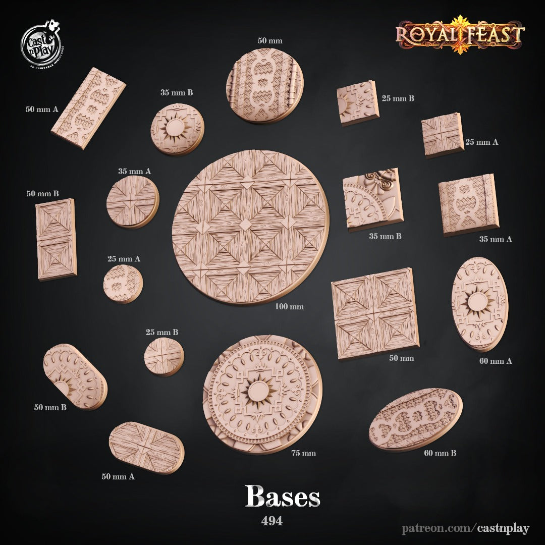 Castle tile and wooden bases unpainted resin unpainted resin 3D Printed