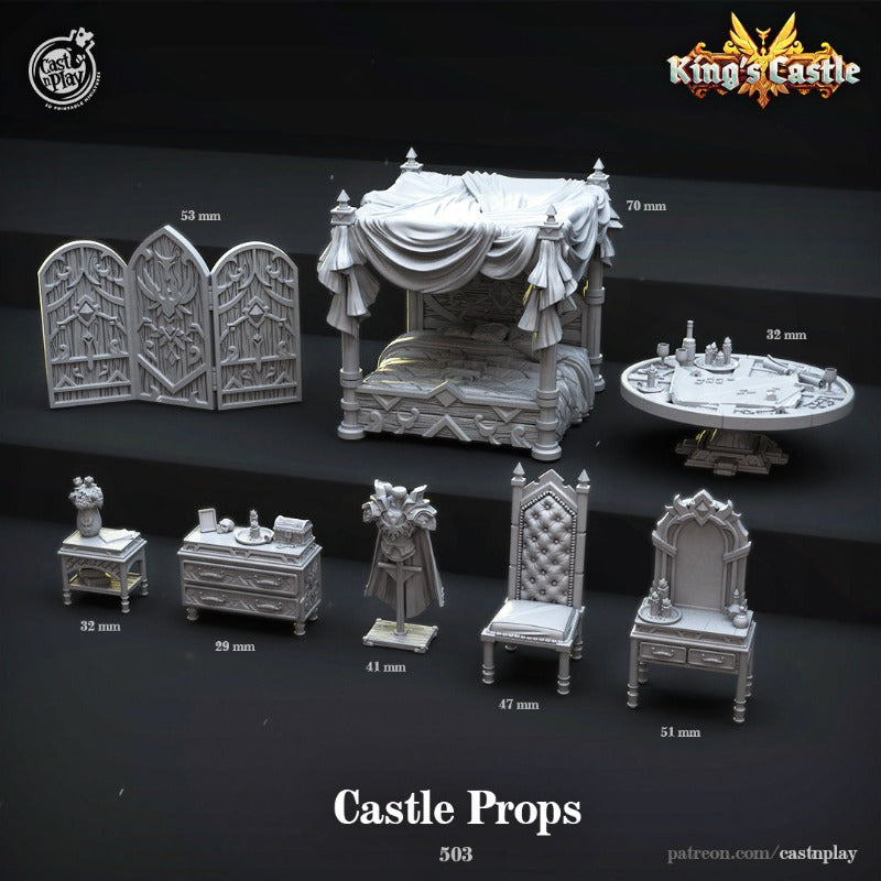 Unpainted Resin 3D Printed Miniature Castle Props Designed by Cast n Play