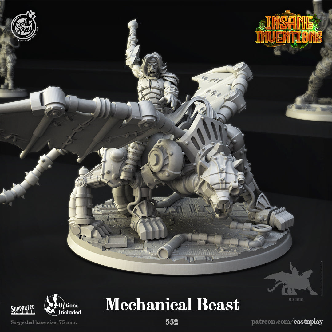 Unpainted resin 3d printed miniature Mechanical Beast designed by Cast n Play