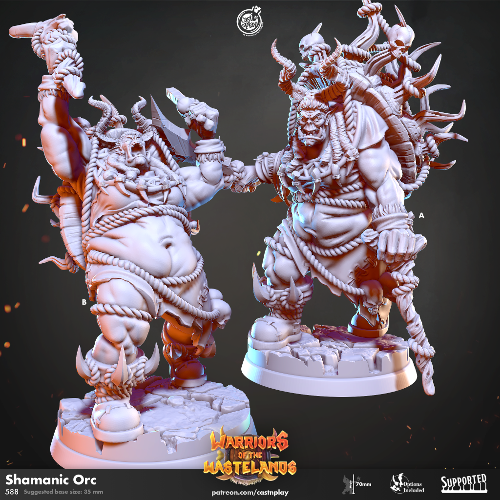 miniature Shamanic Orc sculpted by Cast n Play