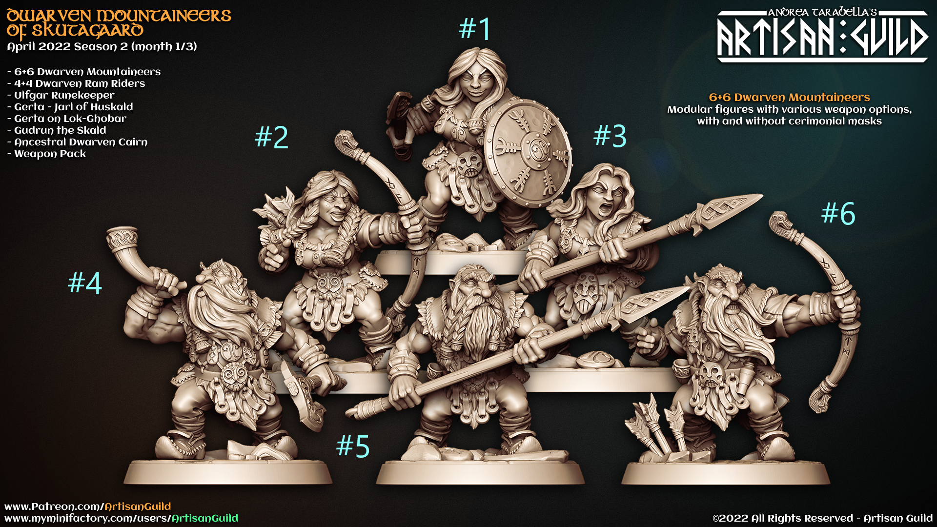 Mountain Dwarfs fighter rangers unpainted resin unpainted resin 3D Printed Miniature