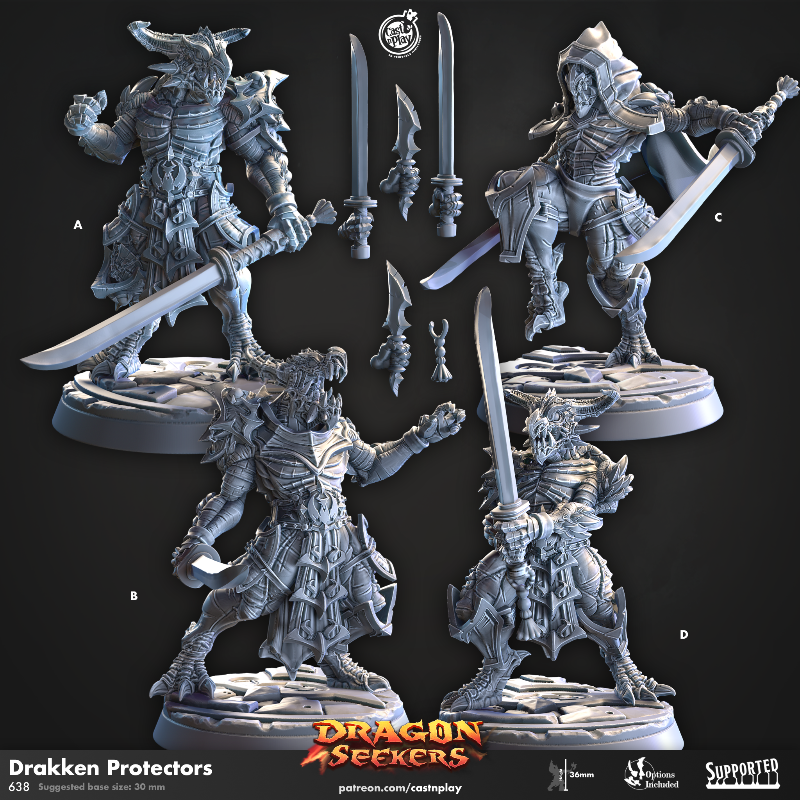 miniature Drakken Protectors sculpted by Cast n Play