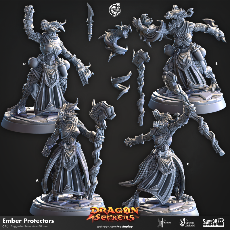 miniature Ember Protectors sculpted by Cast n Play