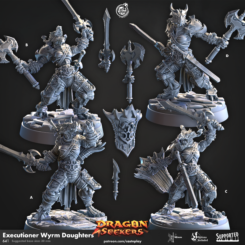 miniature Execturioner Wyrm Daughters sculpted by Cast n Play