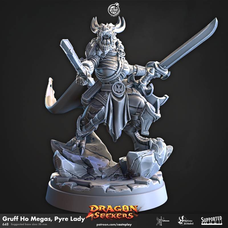 miniature Gruff Ho Megas, Pyre Lady sculpted by Cast n Play